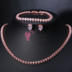 Colier cu cercei AS02OO Aramiu cu pietre din zircon + Bratara